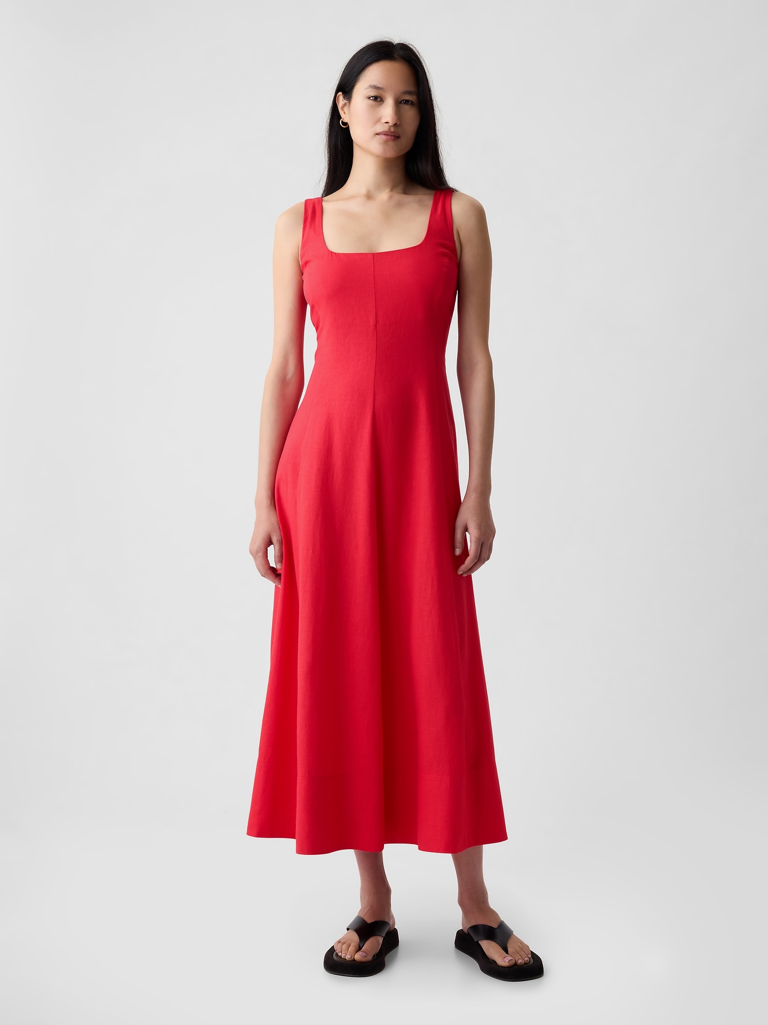Gap Linen-blend Midi Dress In Slipper Red