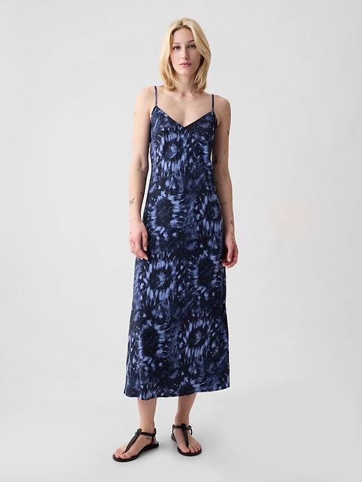 1 of 8 showing, with the color blue tie dye of product Slip Midi Dress