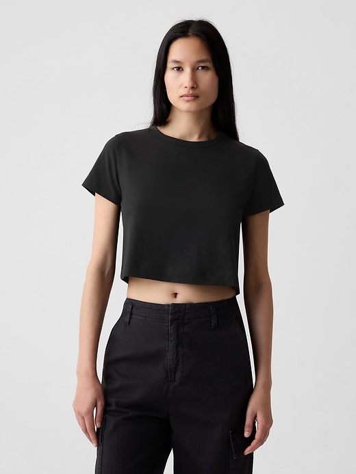 Image number 1 showing, Organic Cotton Vintage Shrunken Cropped T-Shirt