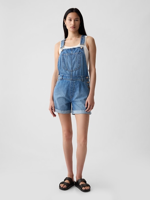 1 of 8 showing, with the color medium indigo of product Denim Shortalls