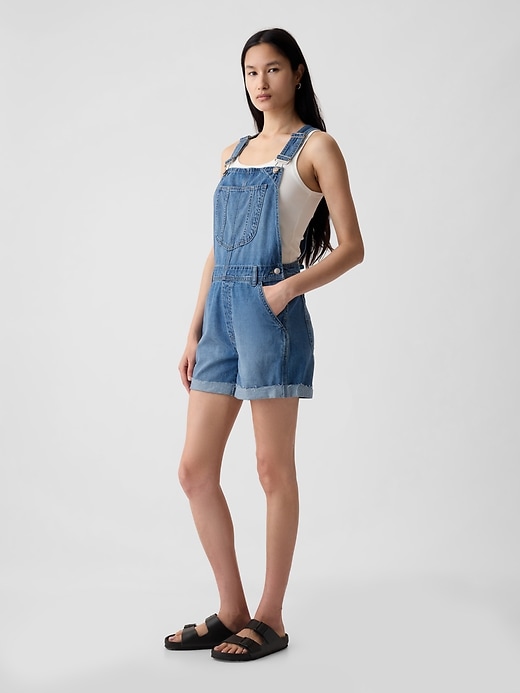 2 of 8 showing, with the color medium indigo of product Denim Shortalls