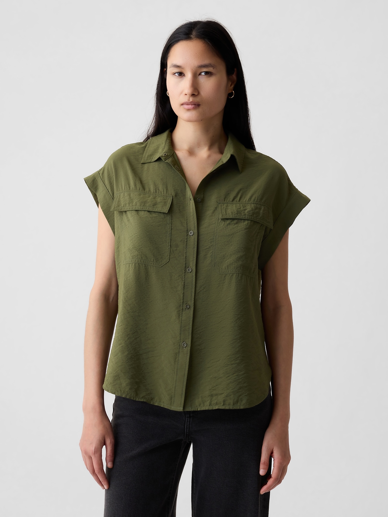 Gap Utility Shirt In Army Jacket Green