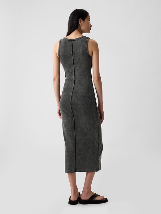 2 of 8 showing, with the color black of product Rib Midi Tank Dress