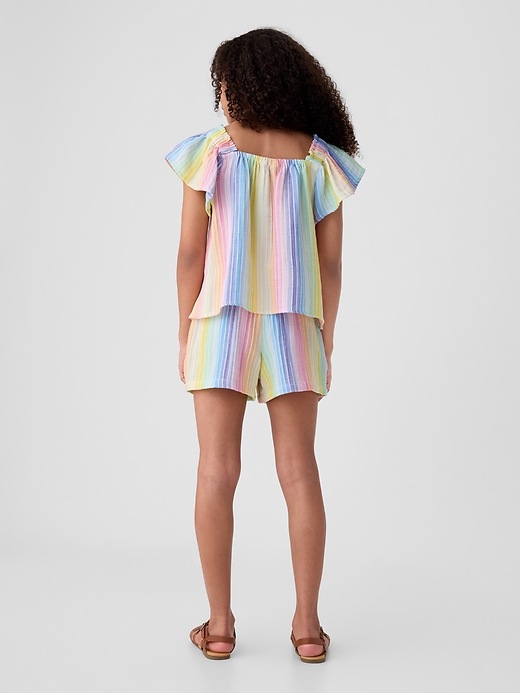 2 of 8 showing, with the color multi stripe of product Kids Crinkle Gauze Outfit Set
