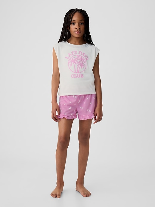 1 of 8 showing, with the color new off white of product Kids Recycled PJ Shorts Set