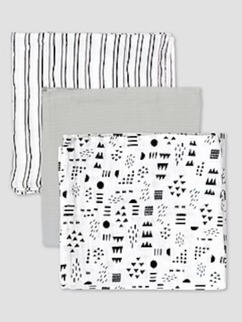 Honest Baby Clothing Three Pack Organic Cotton Swaddle Blankets