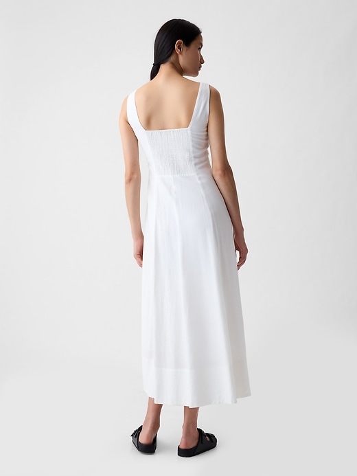 2 of 8 showing, with the color new off white of product Linen-Blend Midi Dress