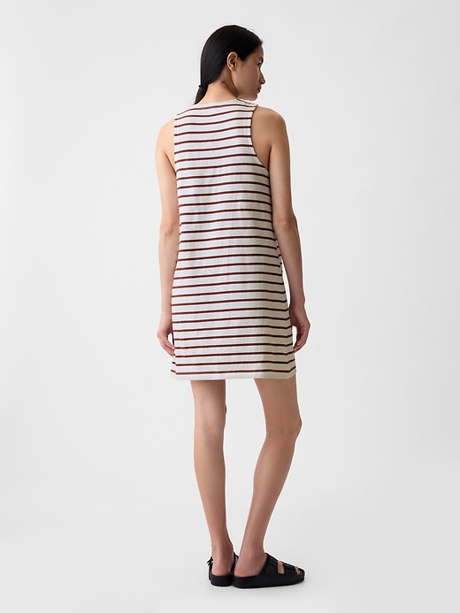 2 of 8 showing, with the color brown & off white stripe of product Jersey Swing Mini Dress