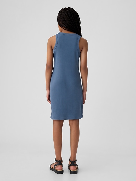 2 of 8 showing, with the color medium indigo of product Kids Rib Tank Dress