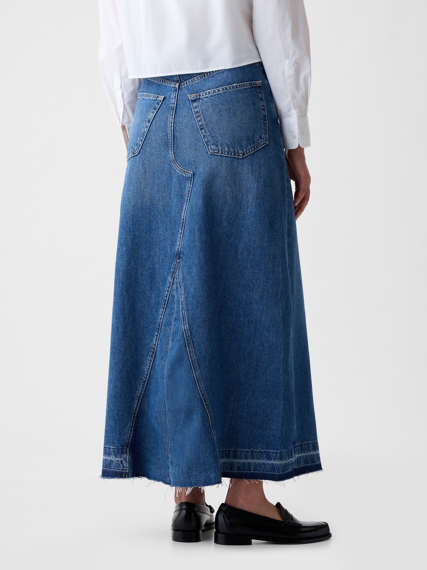 OK, so denim maxi skirts are in, and these 5 styles are all under $50 on