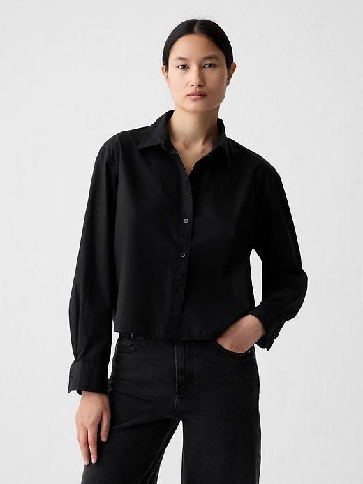 Image number 1 showing, Organic Cotton Poplin Cropped Shirt