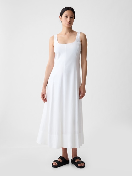 Image number 1 showing, Linen-Blend Midi Dress