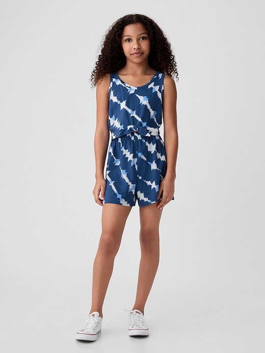 1 of 8 showing, with the color navy tie dye of product Kids Tie-Front Romper