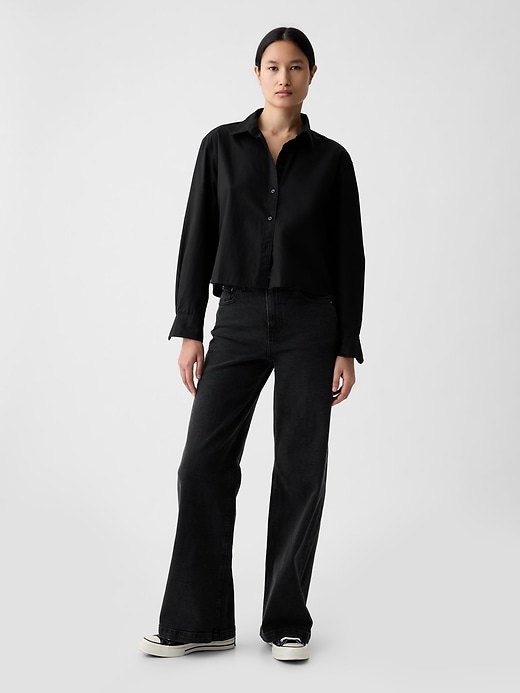 Image number 3 showing, Organic Cotton Poplin Cropped Shirt