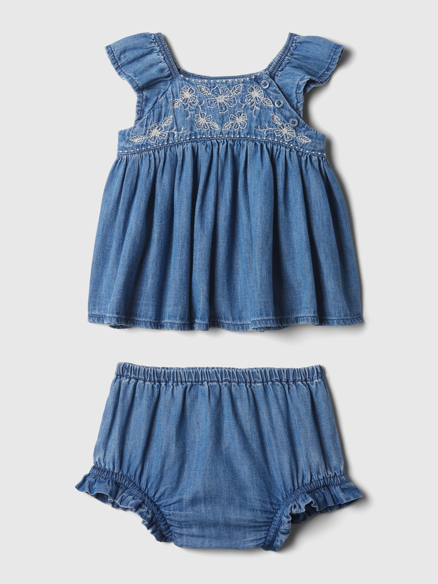 Shop Gap Baby Embroidered Denim Outfit Set In Medium Wash