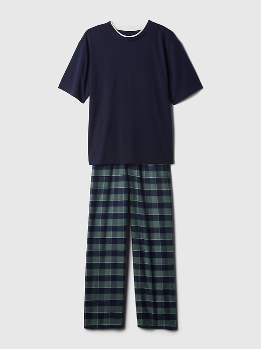 1 of 8 showing, with the color navy uniform of product Kids Recycled Flannel PJ Set