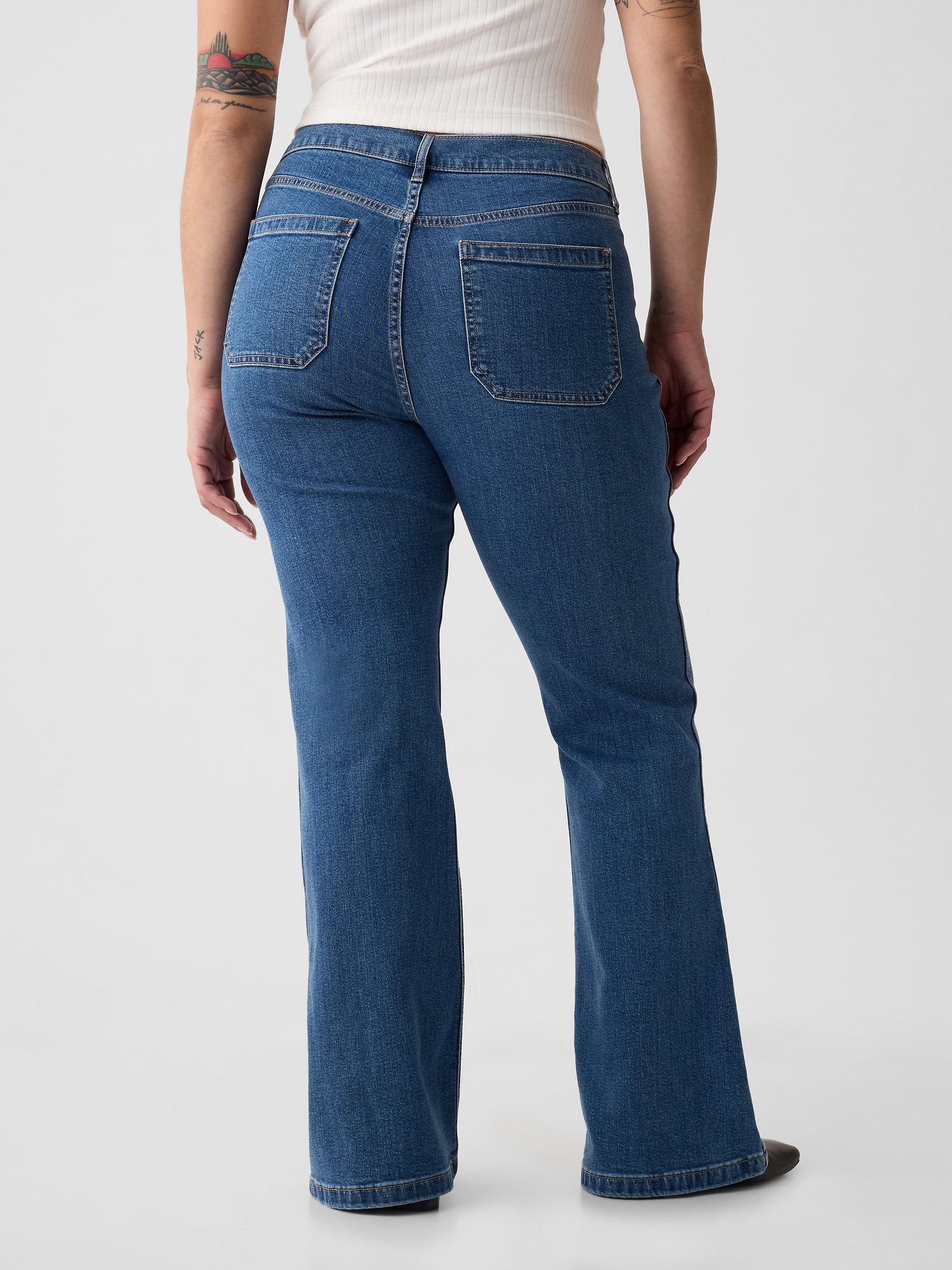 High Rise '70s Flare Jeans In Medium Indigo