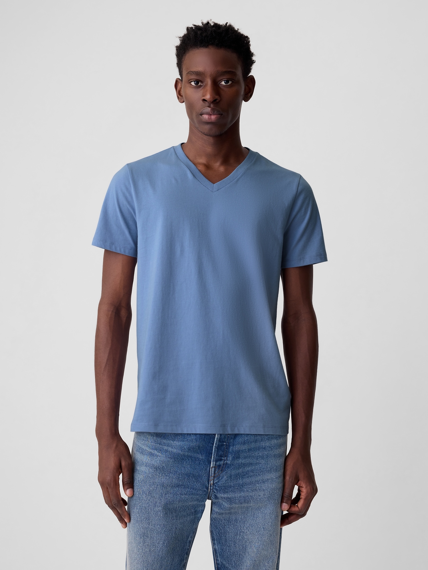 Shop Gap Jersey V-neck T-shirt In Distant Blue