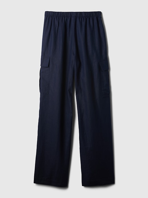 Image number 8 showing, Mid Rise Linen-Cotton Pull-On Cargo Pants