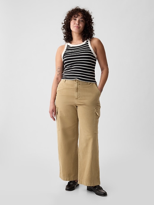 Image number 5 showing, Mid Rise Loose Khaki Cargo Pants