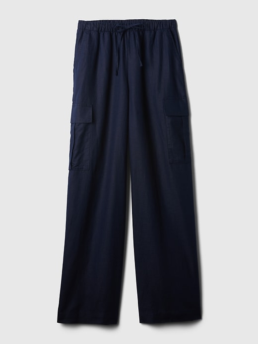 Image number 7 showing, Mid Rise Linen-Cotton Pull-On Cargo Pants