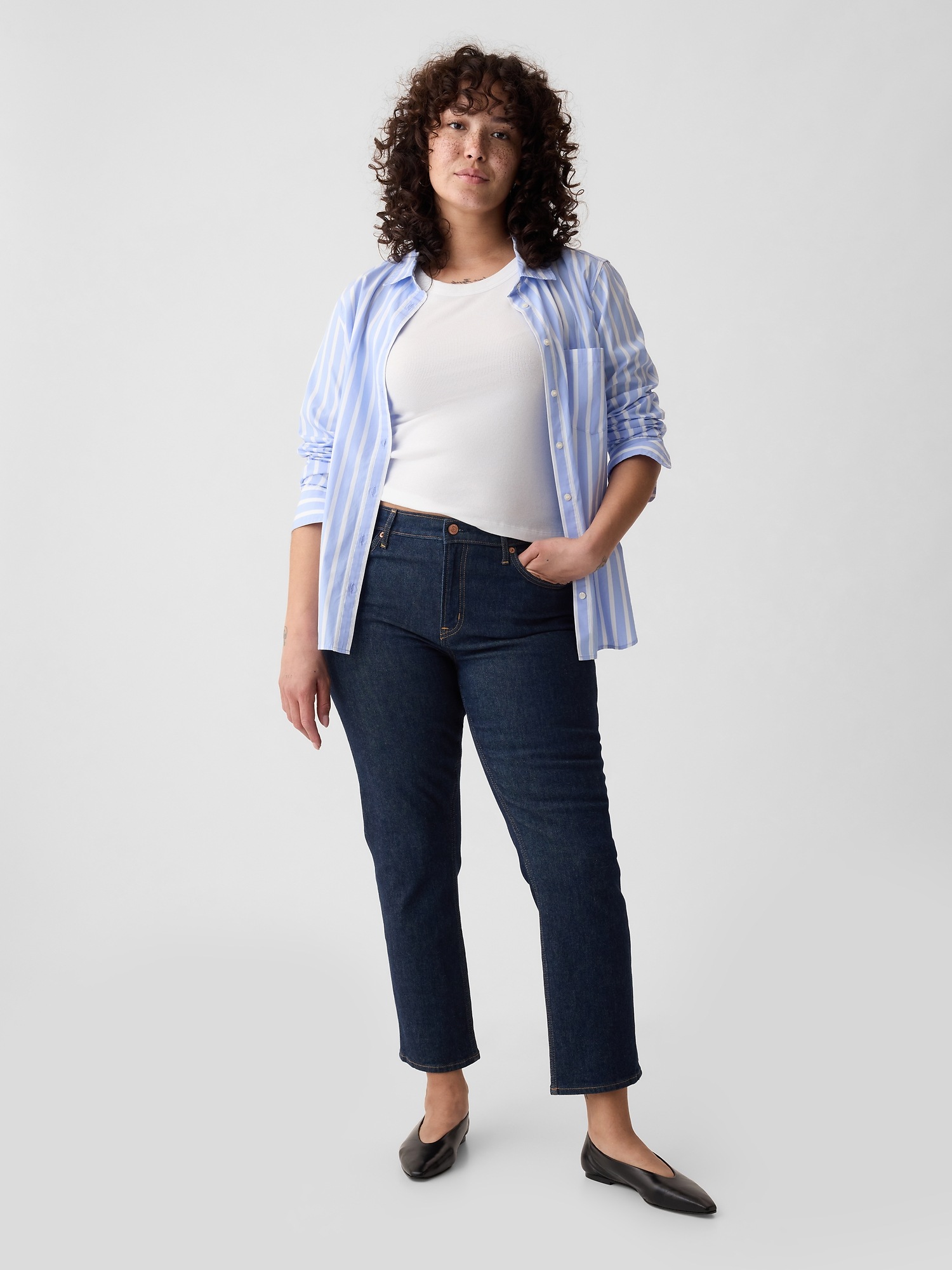 Женские джинсы Gap Mid Rise Vintage Slim, цвет: Тёмный индиго — фото 5