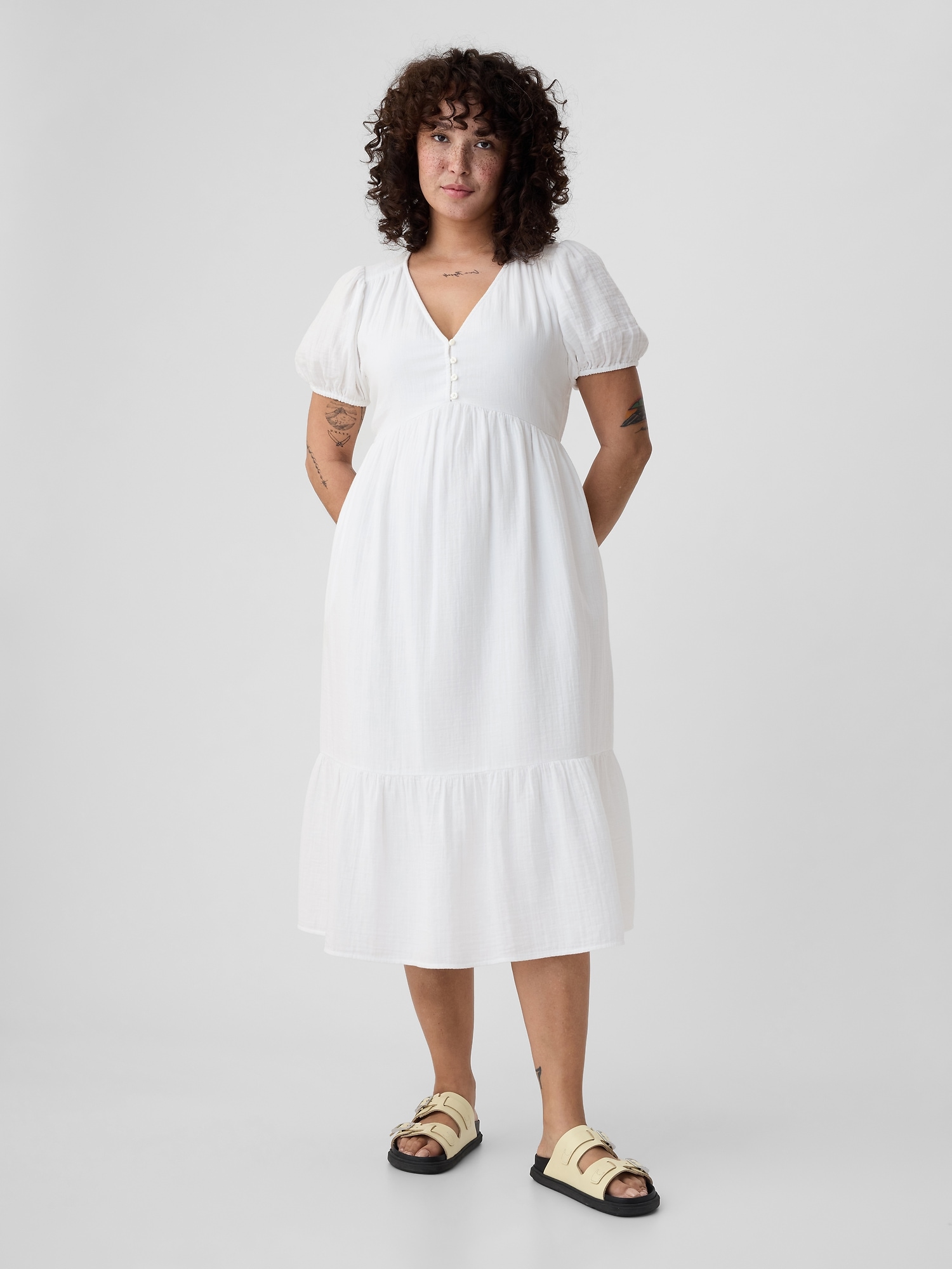 Crinkle Gauze Midi Dress Gap