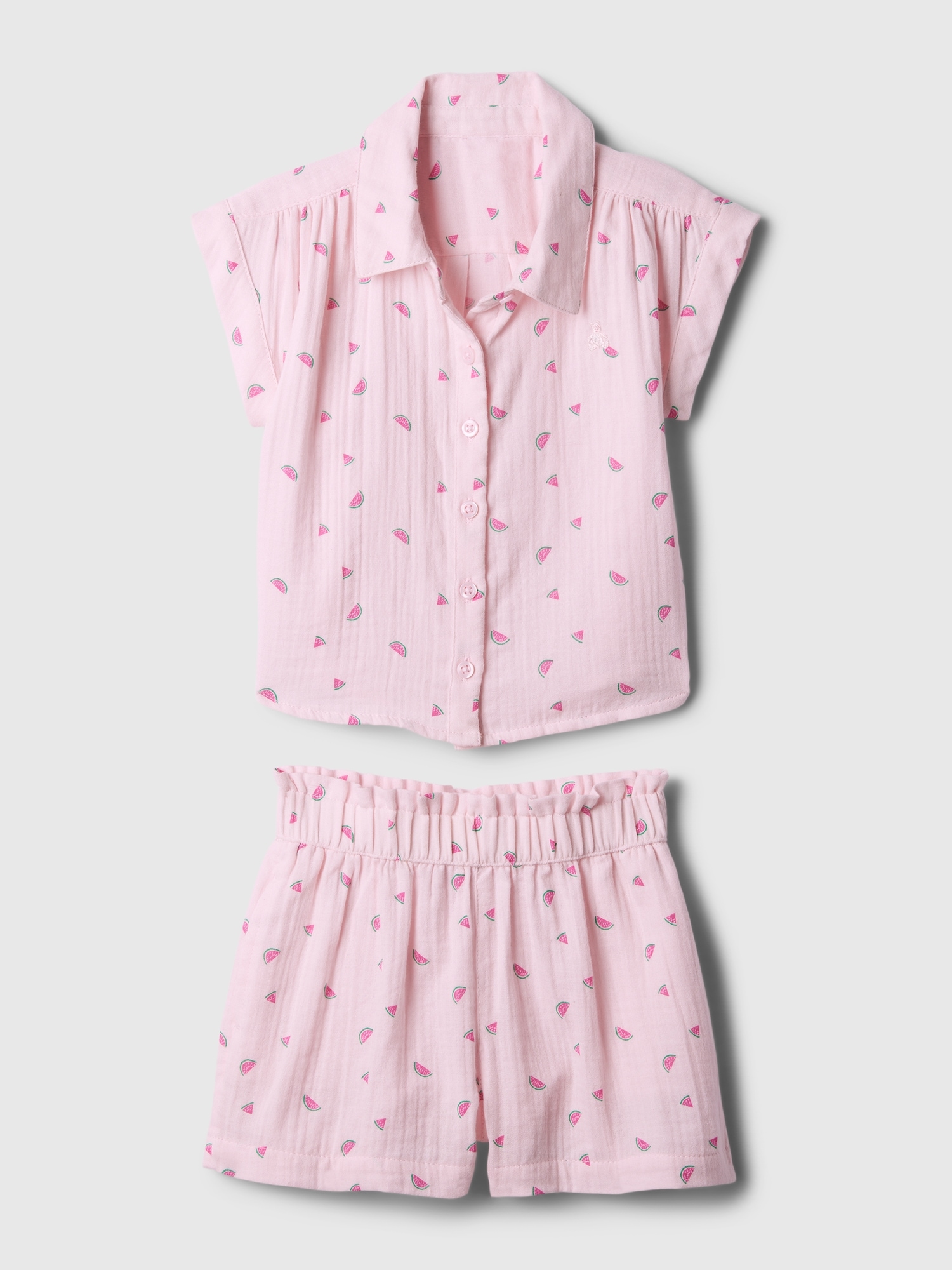 Shop Gap Baby Crinkle Gauze Two-piece Outfit Set In Light Peony Pink