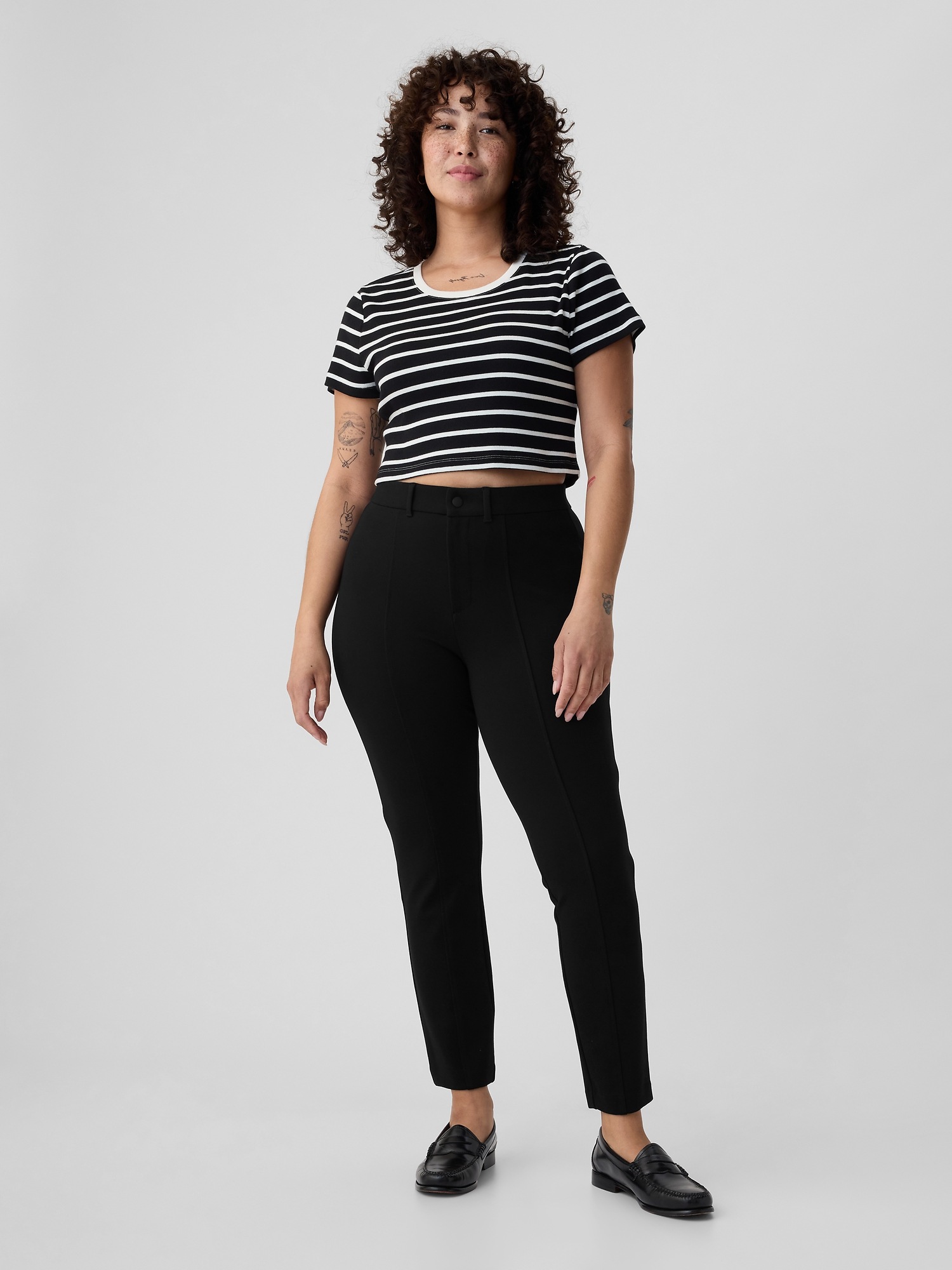 Женские брюки Gap High Rise Double Knit Skinny, цвет: Чёрный — фото 5