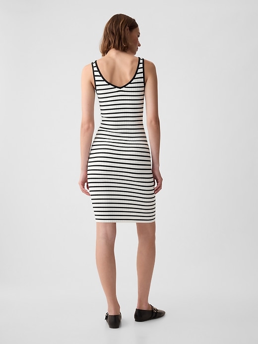 2 of 8 showing, with the color black & white stripe of product Rib Tank Dress