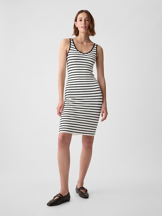 1 of 8 showing, with the color black & white stripe of product Rib Tank Dress