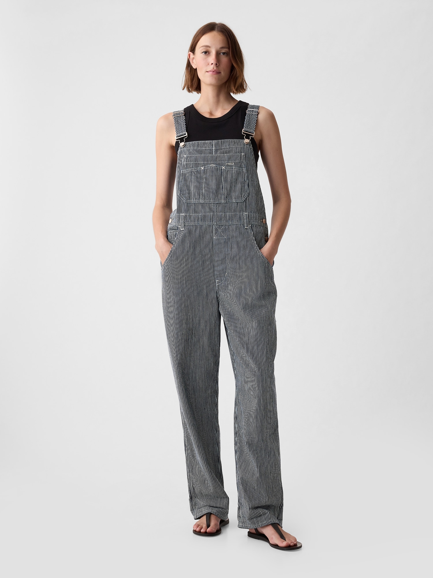 Striped Loose Overalls
