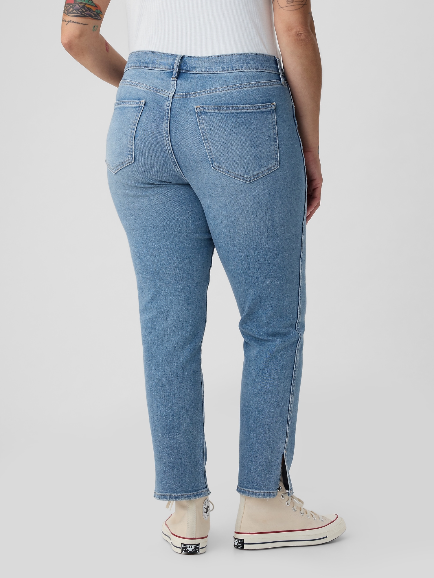 Plus Vintage Wash Split Hem Jeans