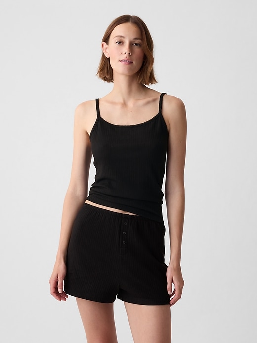 1 of 8 showing, with the color true black of product Pointelle PJ Cami