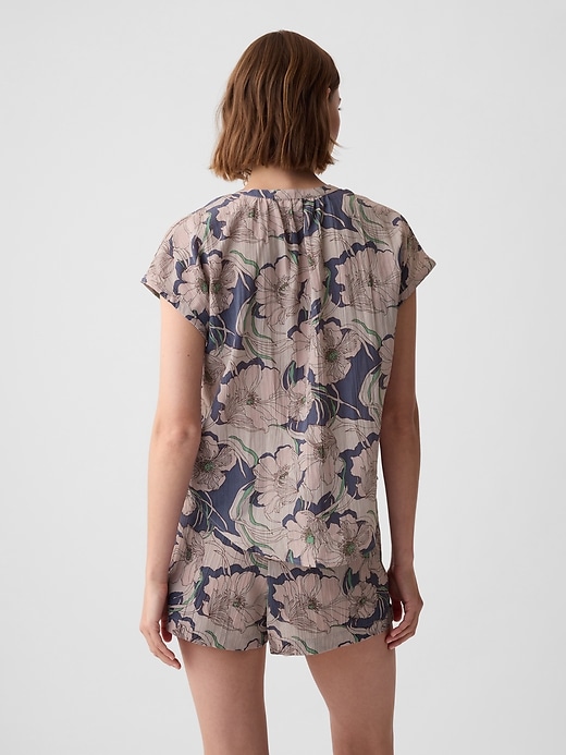 2 of 8 showing, with the color blue multi floral of product Crinkle Gauze Dolman PJ Top