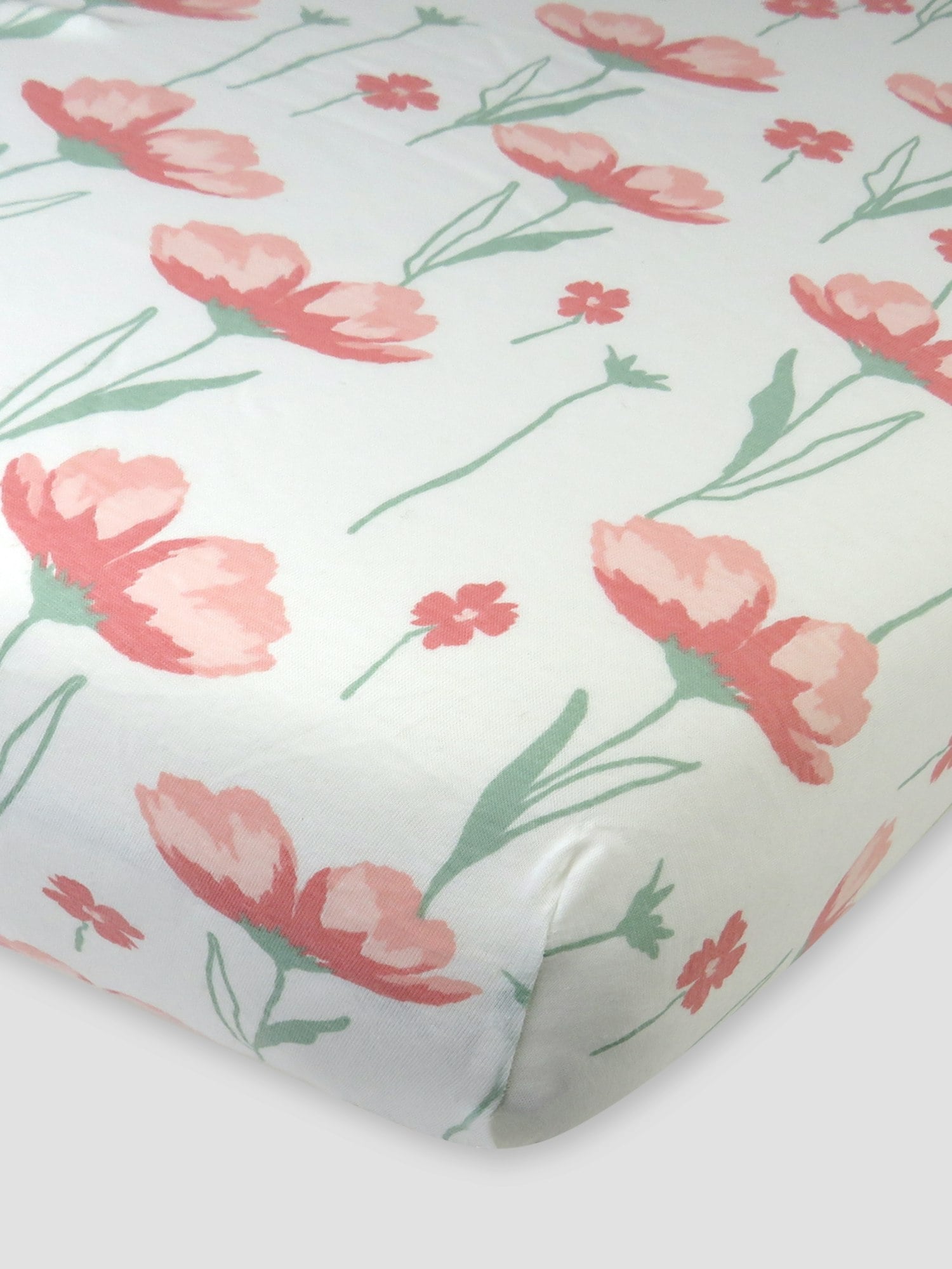 Honest Baby Clothing Organic Cotton Fitted Crib Sheet - Strawberry Pink Floral