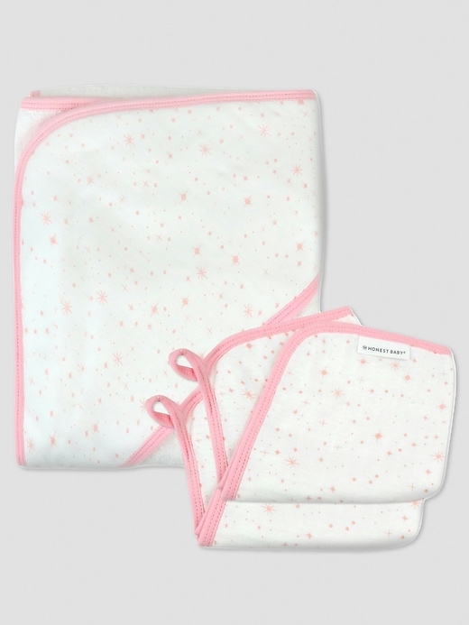 Image number 3 showing, Honest Baby Clothing 3 Piece Organic Cotton Hooded Towel Set