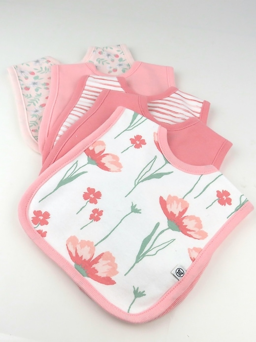 Image number 4 showing, Honest Baby Clothing 5 Pack Organic Cotton Knit 4 In 1 Bib Set