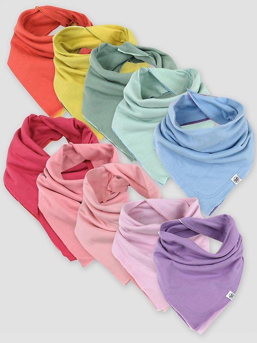 Image number 1 showing, Honest Baby Clothing 10 Pack Organic Cotton Reversible Bandana Bib Burp Cloths