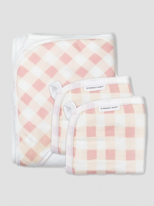 Image number 1 showing, Honest Baby Clothing 3 Piece Organic Cotton Hooded Towel Set