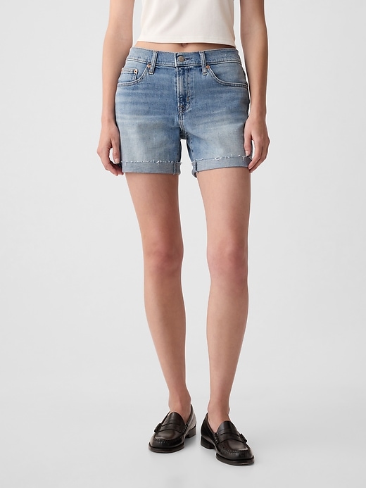 Image number 2 showing, 5" Mid Rise Denim Girlfriend Shorts