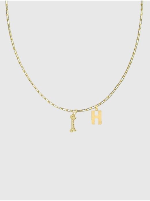 1 of 8 showing, with the color H of product HART Dog Bone Initial Necklace