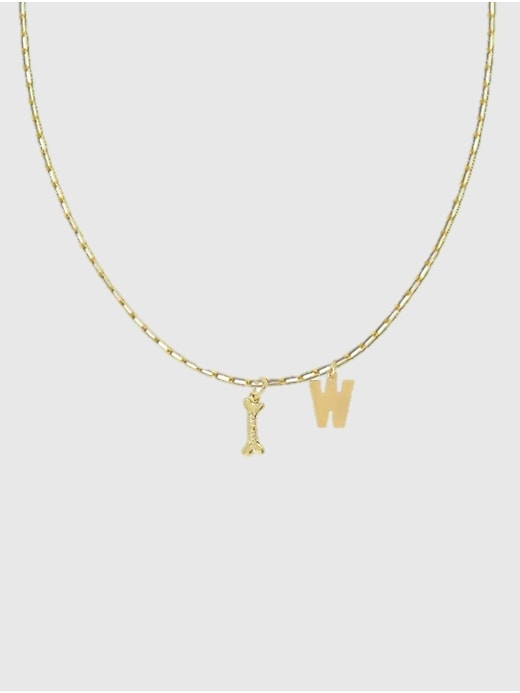 1 of 8 showing, with the color W of product HART Dog Bone Initial Necklace