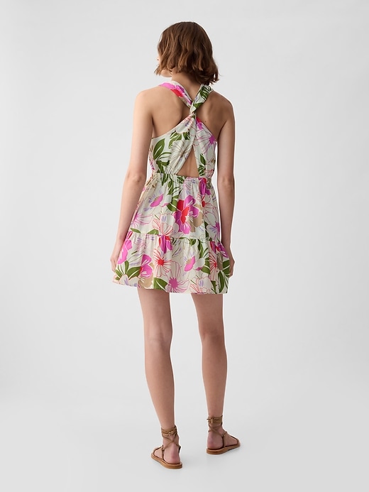 2 of 8 showing, with the color multi color floral of product Twist-Back Mini Dress