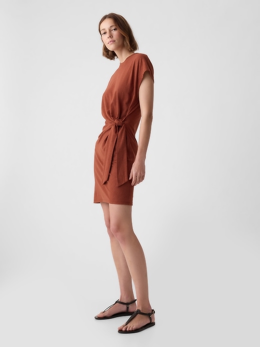 Image number 3 showing, Tie-Knot Mini T-Shirt Dress