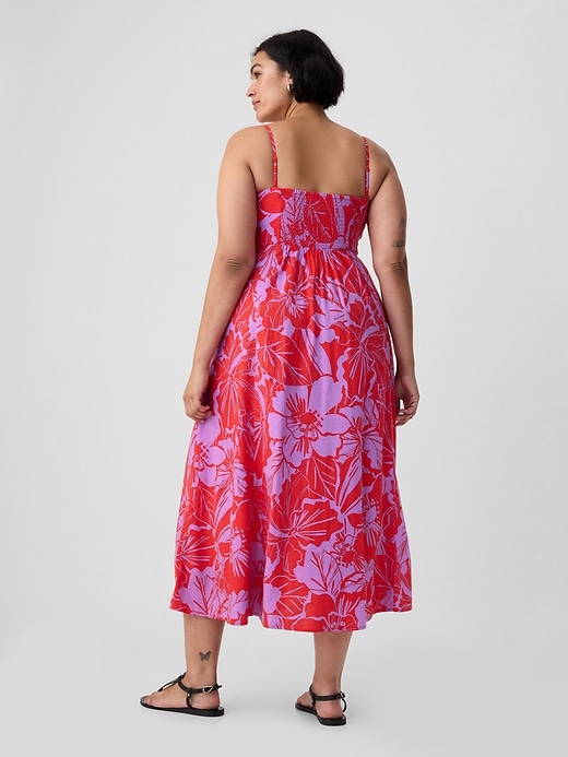 chinese dress ladies Linen-Blend Puff Sleeve Midi Dress — GAP (International) main image 1