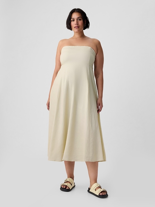 Linen-Blend Midi Dress | Gap
