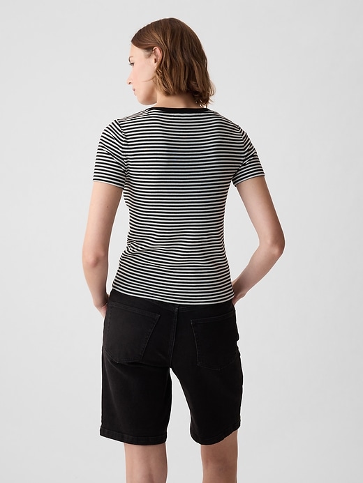 2 of 8 showing, with the color white & black stripe of product Modern Cropped T-Shirt