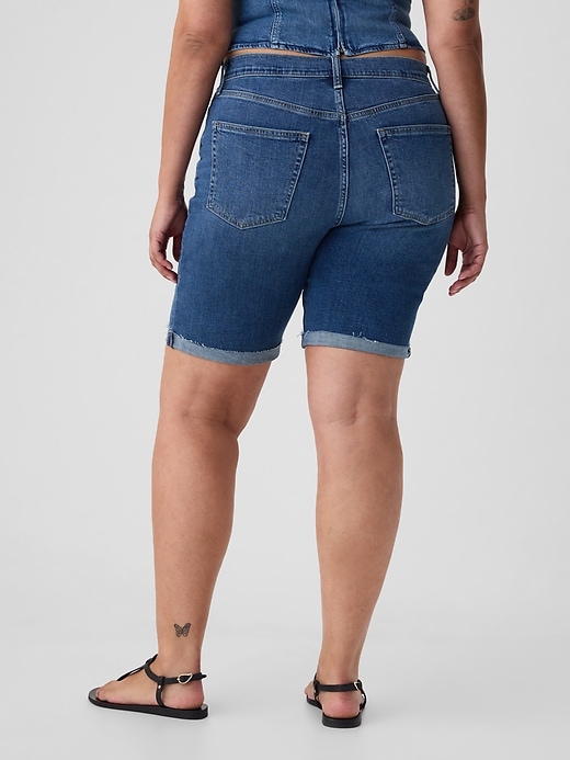 Image number 6 showing, 9" High Rise Denim Bermuda Shorts