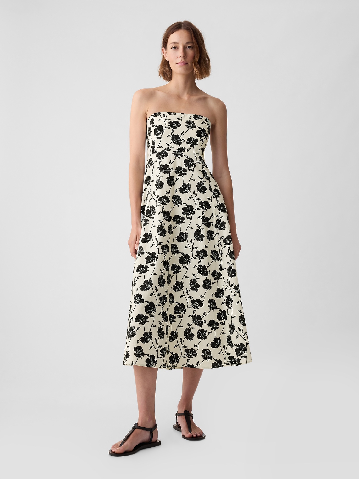 Linen Blend Midi Dress Gap